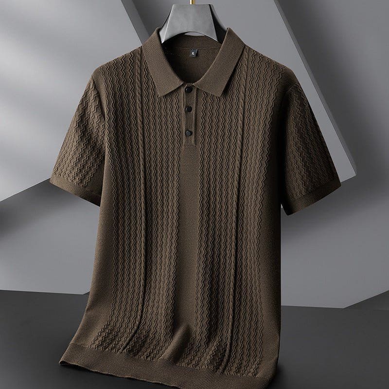 Autumn and Winter New Men's Plus - Sized Lapel Short Sleeve Sweater – Casual Pullover by LUXE AHMAR – Available at LUXE AHMAR