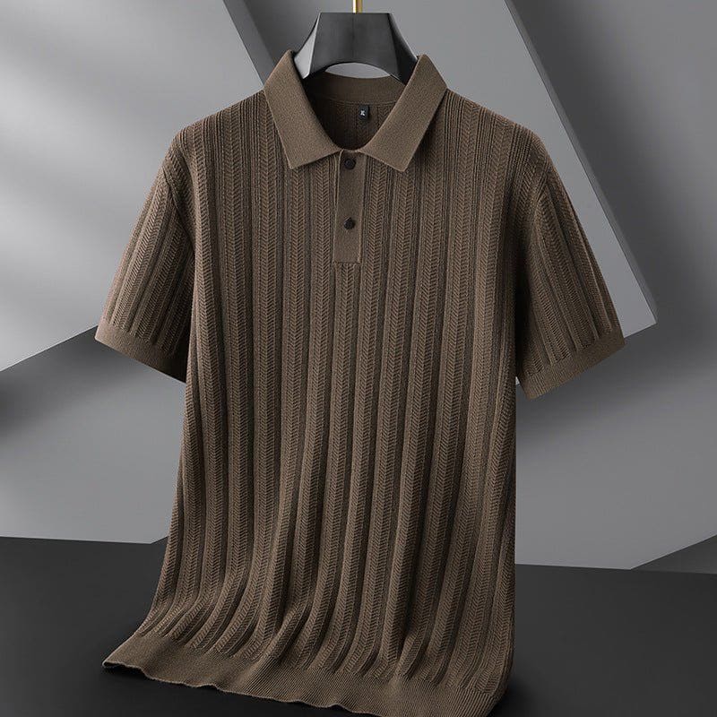 Autumn and Winter New Men's Plus - Sized Lapel Short Sleeve Sweater – Casual Pullover by LUXE AHMAR – Available at LUXE AHMAR
