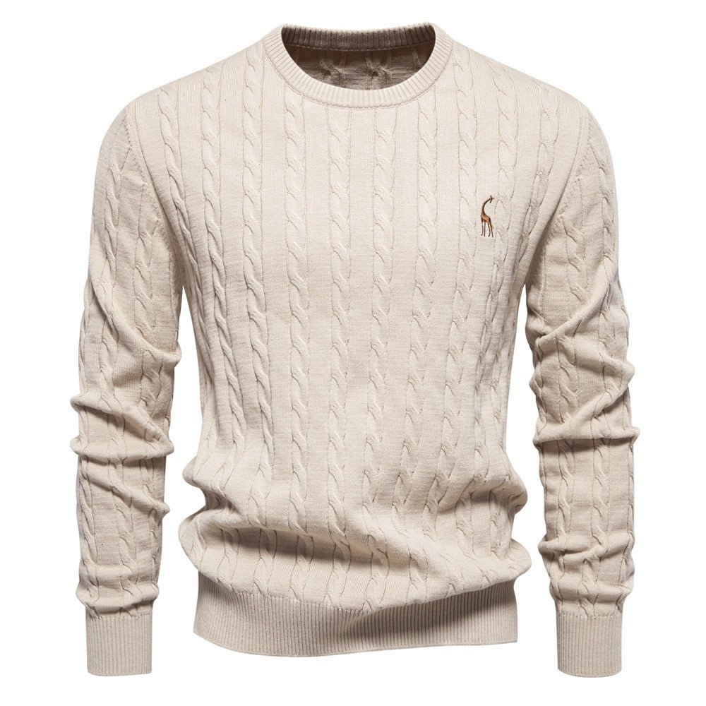 Autumn And Winter Sweater Pullover Deer Embroidery Solid Color Sweater For Men by LUXE AHMAR – Available at LUXE AHMAR