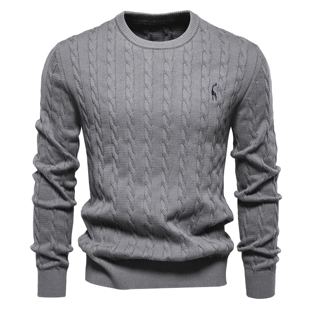 Autumn And Winter Sweater Pullover Deer Embroidery Solid Color Sweater For Men by LUXE AHMAR – Available at LUXE AHMAR