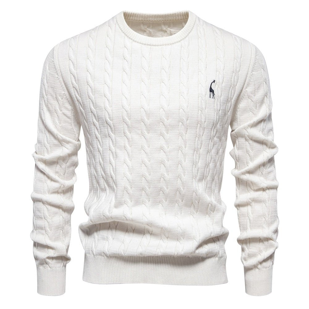 Autumn And Winter Sweater Pullover Deer Embroidery Solid Color Sweater For Men by LUXE AHMAR – Available at LUXE AHMAR