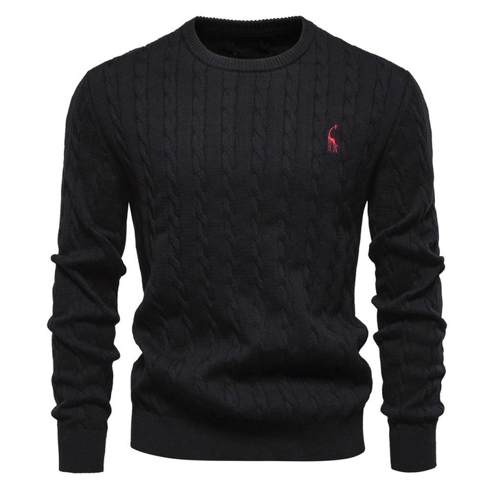 Autumn And Winter Sweater Pullover Deer Embroidery Solid Color Sweater For Men by LUXE AHMAR – Available at LUXE AHMAR