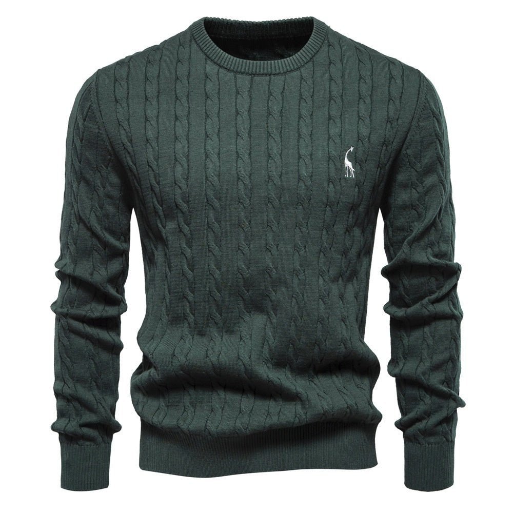 Autumn And Winter Sweater Pullover Deer Embroidery Solid Color Sweater For Men by LUXE AHMAR – Available at LUXE AHMAR