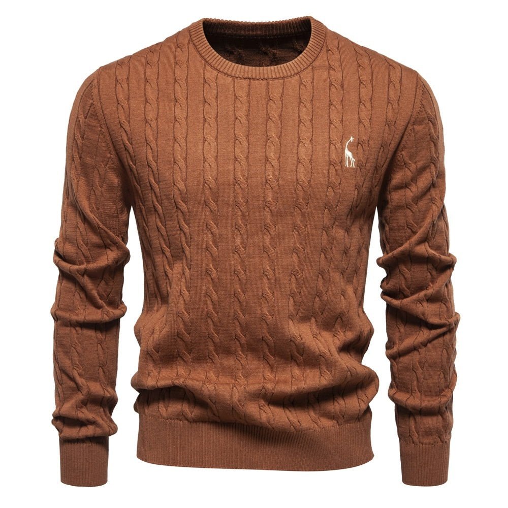 Autumn And Winter Sweater Pullover Deer Embroidery Solid Color Sweater For Men by LUXE AHMAR – Available at LUXE AHMAR