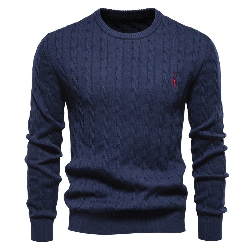 Autumn And Winter Sweater Pullover Deer Embroidery Solid Color Sweater For Men by LUXE AHMAR – Available at LUXE AHMAR