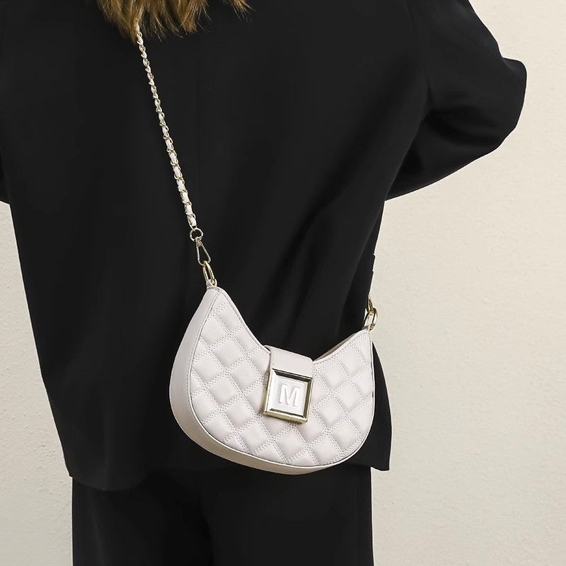 Rhombus Texture Chain Shoulder Bag - High-End Fashion Crossbody