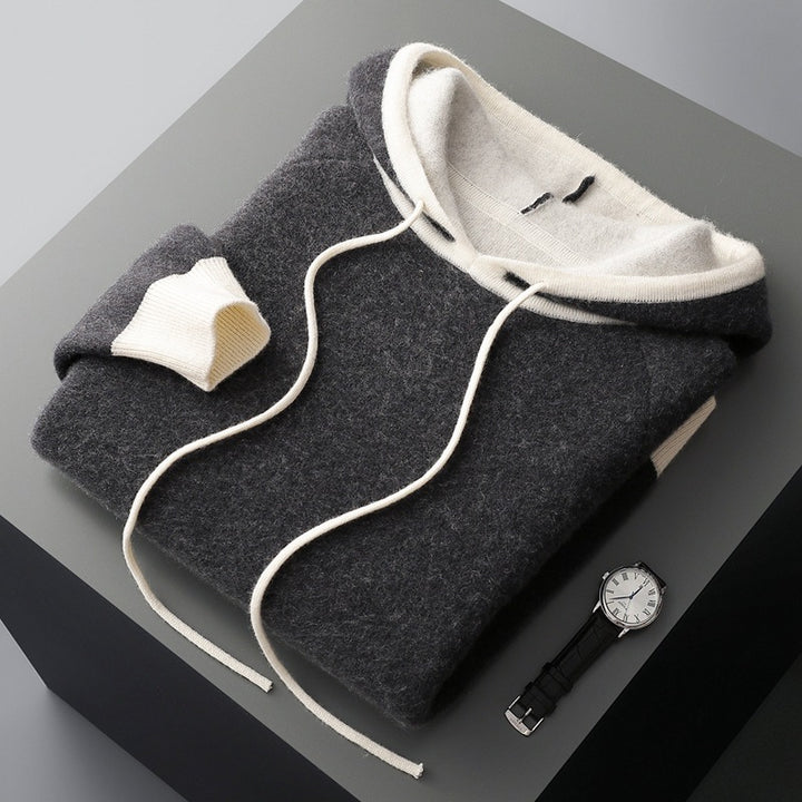 Men’s Knitted Hooded Pullover Sweater – Loose-Fit Winter Korean Style Coat