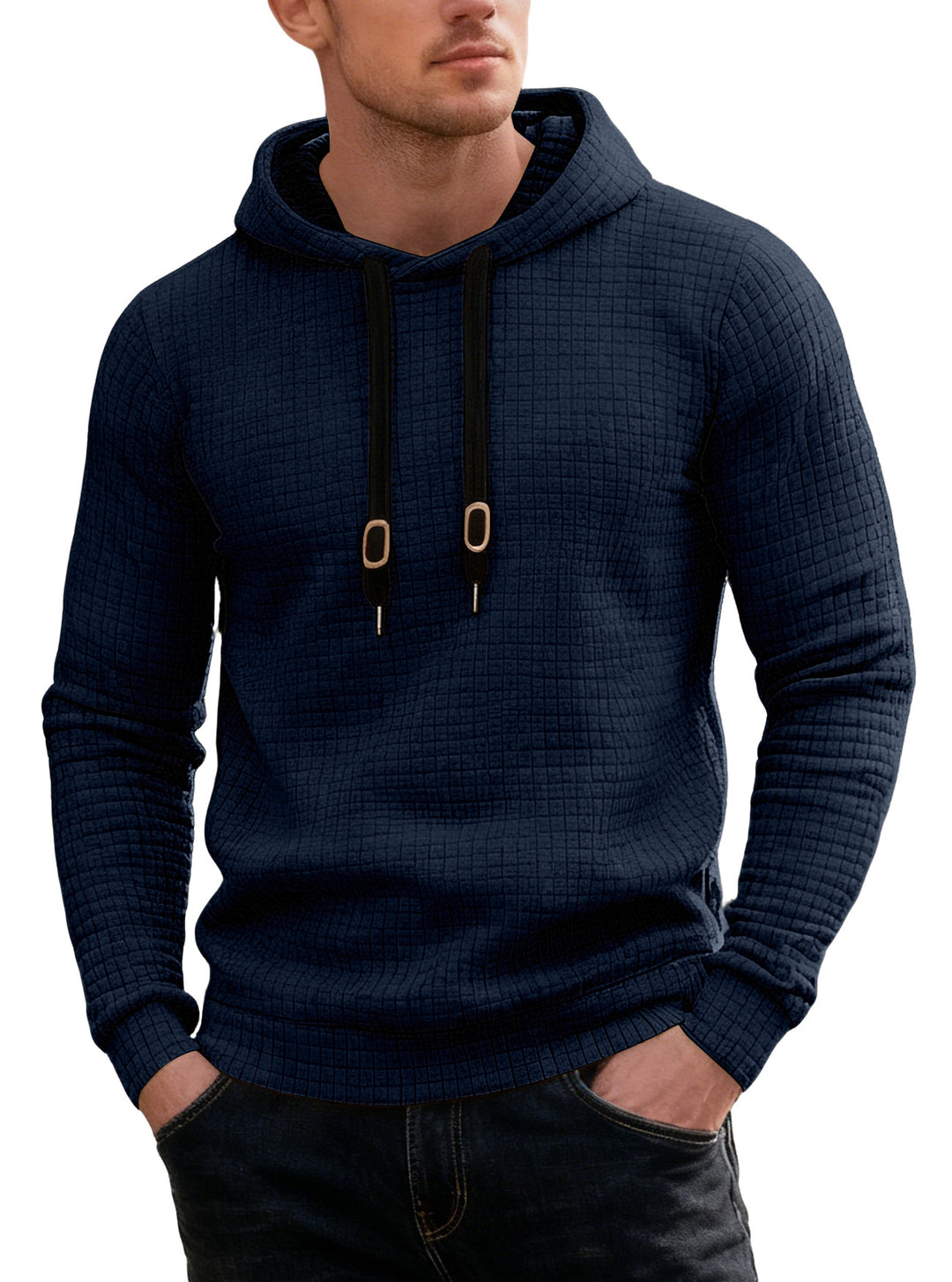 Men’s Casual Plaid Hoodie – Long Sleeve Loose-Fit Pullover Sweatshirt
