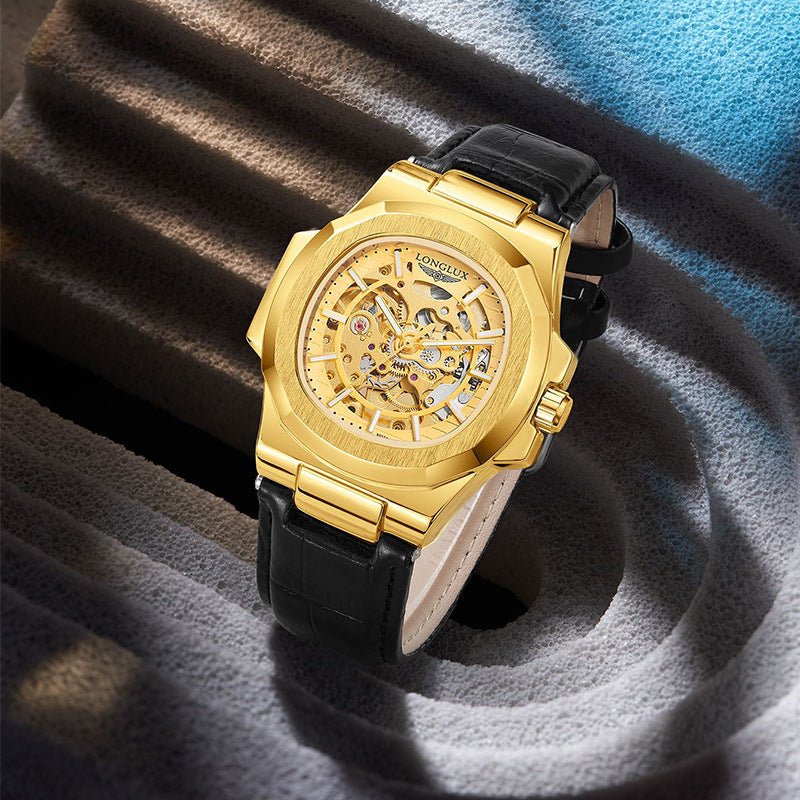 Barrel - shaped Leather Belt Men's Waterproof Mechanical Watch by LUXE AHMAR – Available at LUXE AHMAR