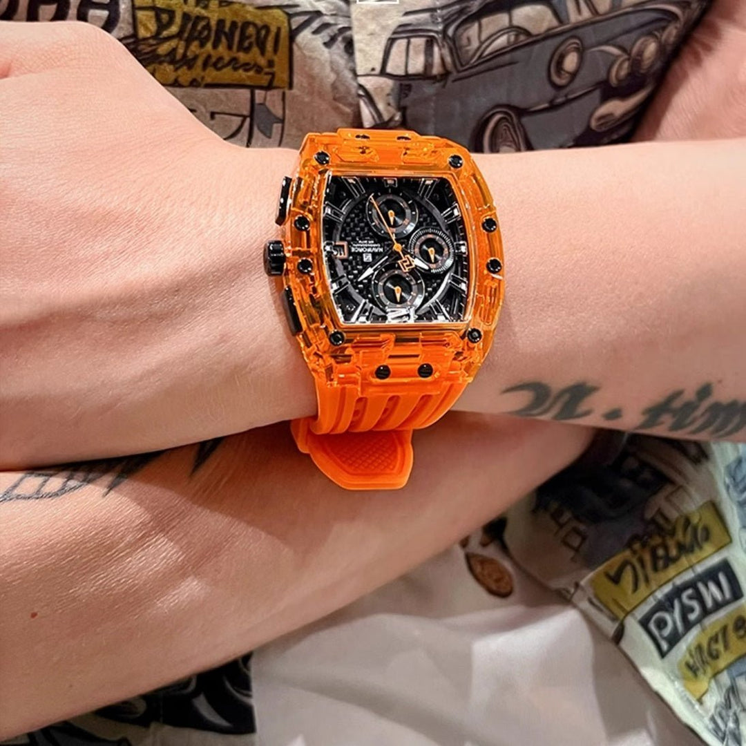 Barrel - type Transparent Shell Silicone Band Colorful Waterproof Watch by LUXE AHMAR – Available at LUXE AHMAR