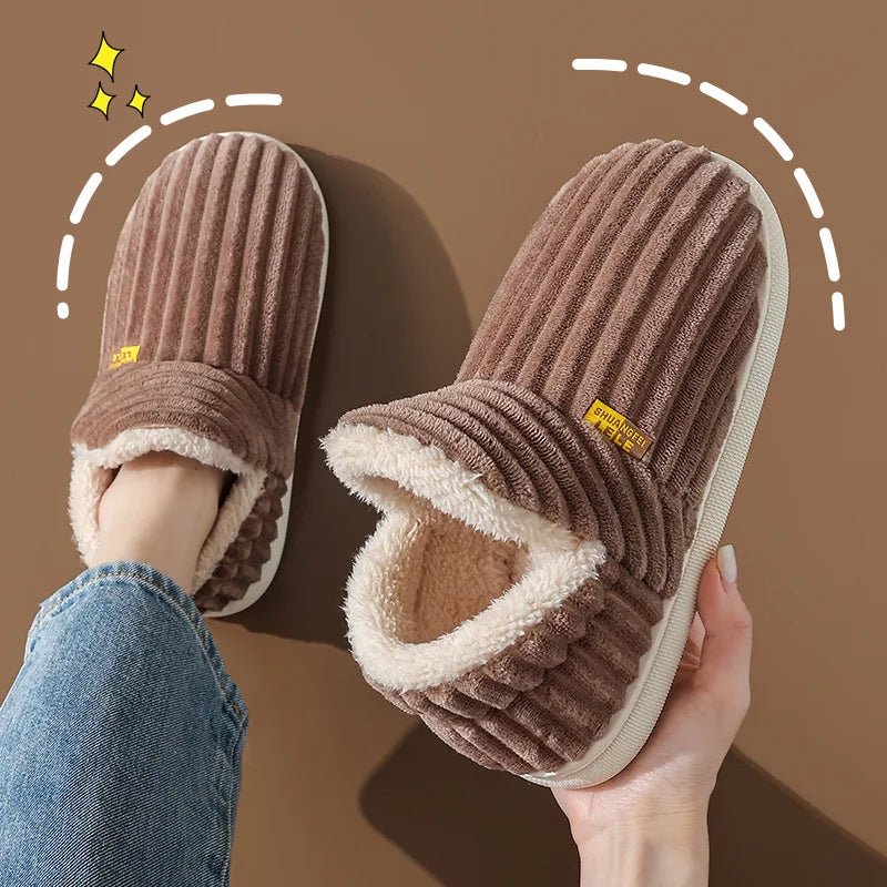 Bebealy Winter Men’s & Women’s Plush Slippers – Cozy Non - Slip Indoor & Outdoor Fur Shoes by Luxe Ahmar – Available at LUXE AHMAR