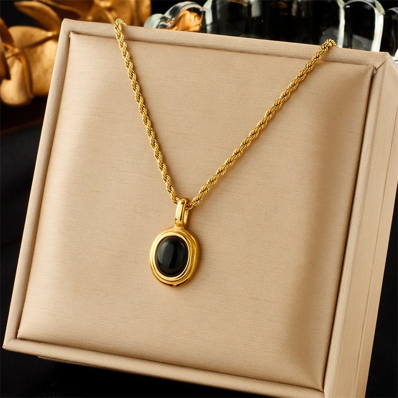 Black And White Gemstone Premium Temperamental Cold Style Metal Vintage Hemp Flowers Chain Necklace by LUXE AHMAR – Available at LUXE AHMAR