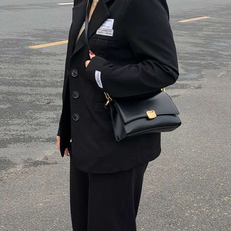 Black Underarm Baguette Bag Portable Crossbody Bag by LUXE AHMAR – Available at LUXE AHMAR