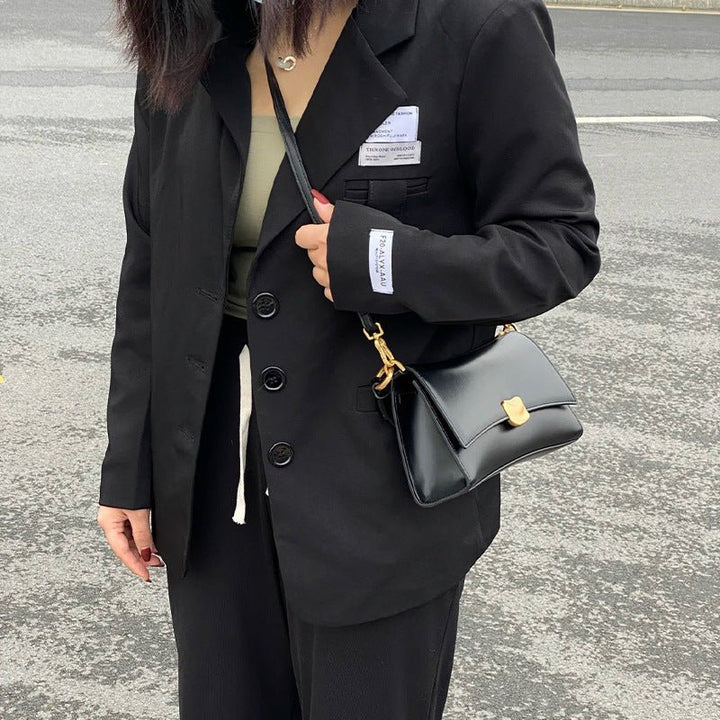 Black Underarm Baguette Bag Portable Crossbody Bag by LUXE AHMAR – Available at LUXE AHMAR