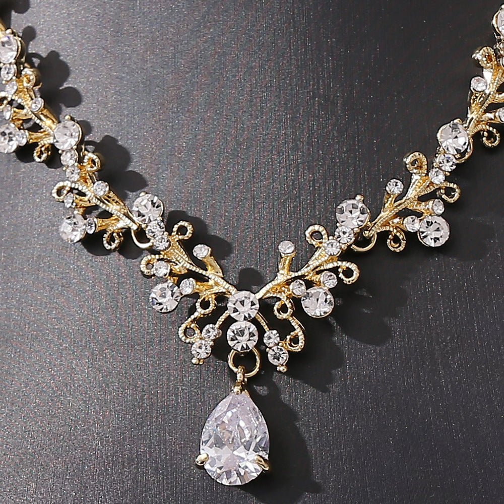 Bridal Rhinestone Zircon Earring Necklace by LUXE AHMAR – Available at LUXE AHMAR