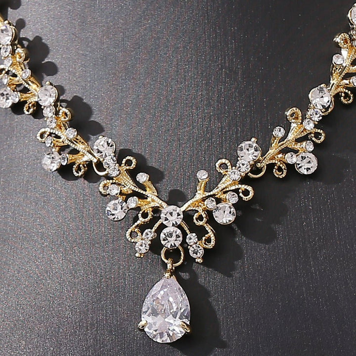 Bridal Rhinestone Zircon Earring Necklace by LUXE AHMAR – Available at LUXE AHMAR