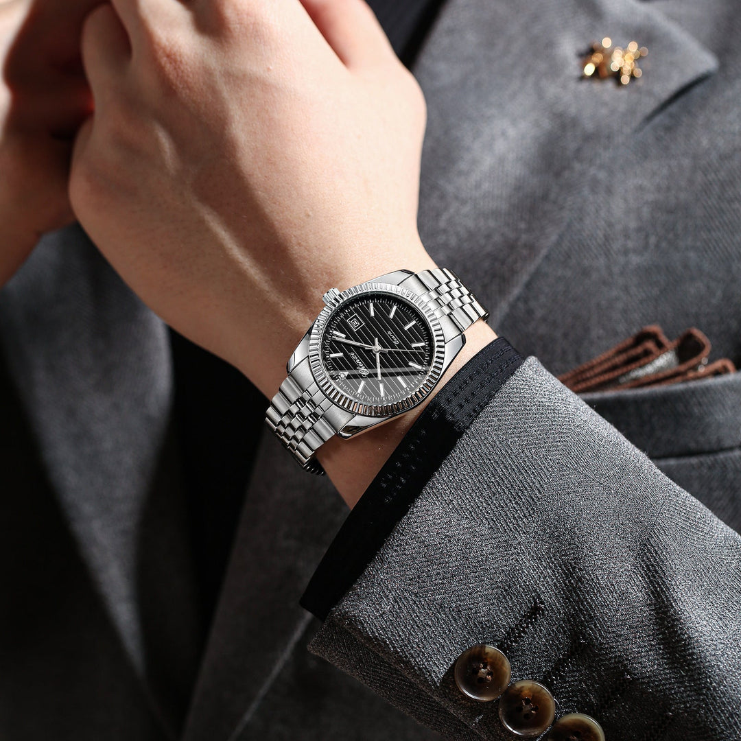 Business Calendar Luminous Waterproof Quartz Watch – Fashion Style with Stainless Steel Strap by LUXE AHMAR – Available at LUXE AHMAR