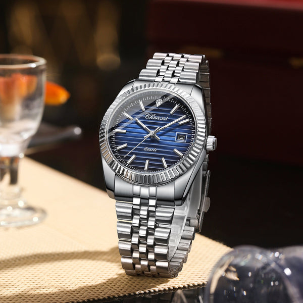 Business Calendar Luminous Waterproof Quartz Watch – Fashion Style with Stainless Steel Strap by LUXE AHMAR – Available at LUXE AHMAR