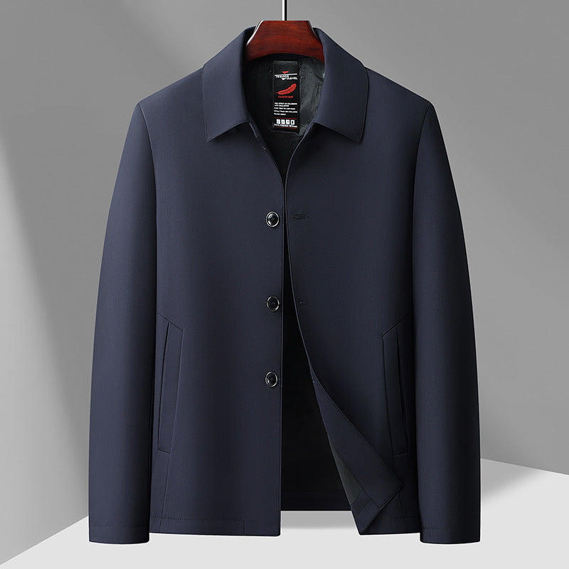 Men’s Business Casual Lapel Jacket – Slim Fit Button-Down Spring & Autumn Coat