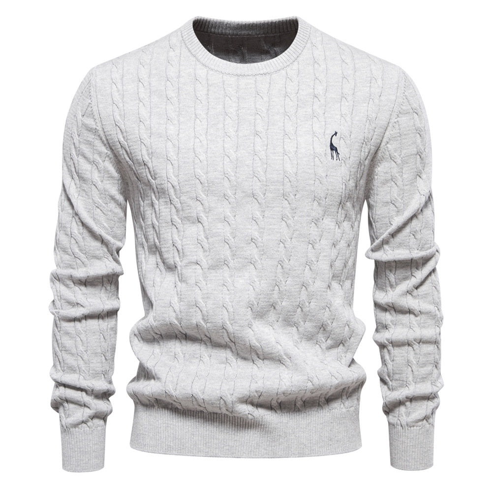 Autumn And Winter Sweater Pullover Deer Embroidery Solid Color Sweater For Men