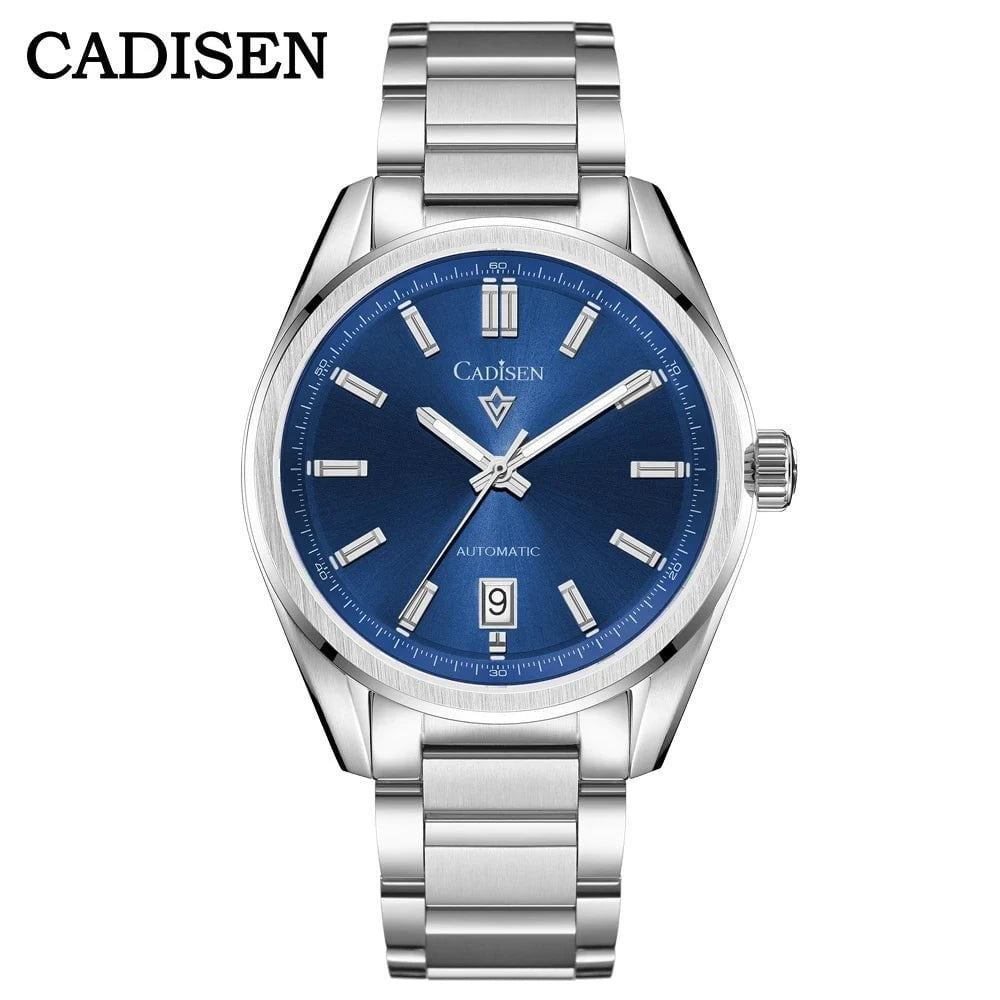 CADISEN 2025 Luminous Men's Automatic Watch – NH35 Mechanical Stainless Steel Green Dial Sapphire 10Bar Waterproof Timepiece by Luxe Ahmar – Available at LUXE AHMAR