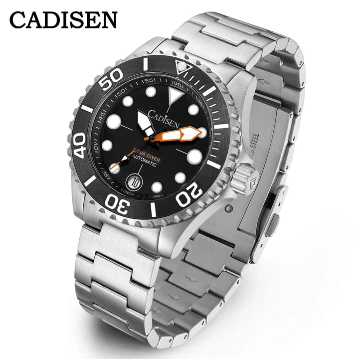 CADISEN Aqua Diver 2025 Automatic Men's Watch – Luxury NH35A Mechanical Stainless Steel 100M Waterproof Timepiece by Luxe Ahmar – Available at LUXE AHMAR