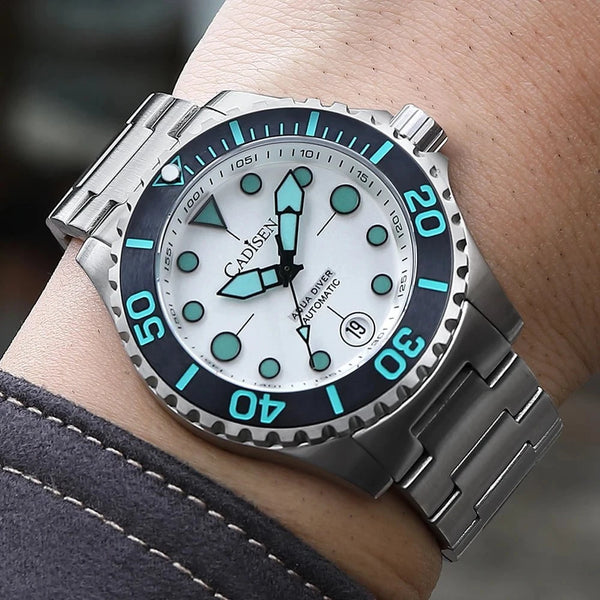 CADISEN Aqua Diver 2025 Automatic Men's Watch – Luxury NH35A Mechanical Stainless Steel 100M Waterproof Timepiece by Luxe Ahmar – Available at LUXE AHMAR