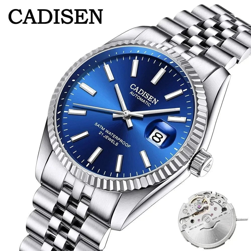 CADISEN C8053 Men's Automatic Mechanical Watch – Luxury Stainless Steel Business Timepiece with Sapphire Crystal & 5Bar Waterproof Design by Luxe Ahmar – Available at LUXE AHMAR