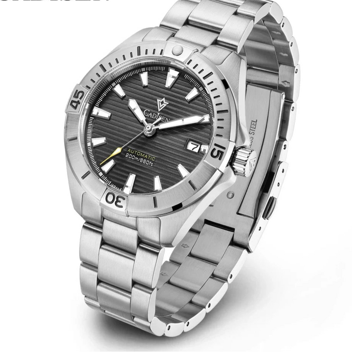 CADISEN C8218M NH35 Men's Automatic Sports Watch – 200M Waterproof Diver Wristwatch with Stainless Steel Case & Sapphire Crystal by Luxe Ahmar – Available at LUXE AHMAR