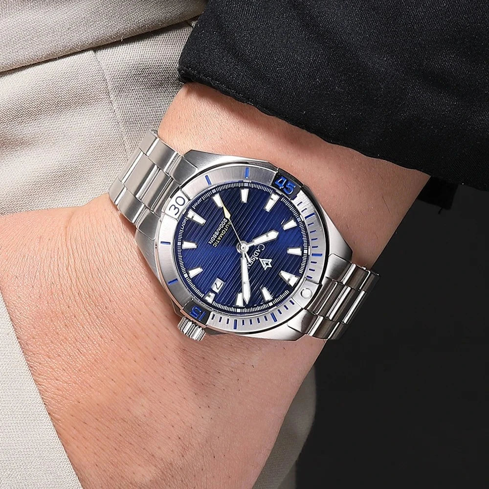 CADISEN C8218M NH35 Men's Automatic Sports Watch – 200M Waterproof Diver Wristwatch with Stainless Steel Case & Sapphire Crystal by Luxe Ahmar – Available at LUXE AHMAR