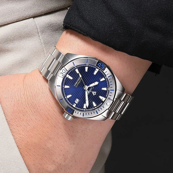 CADISEN C8218M NH35 Men's Automatic Sports Watch – 200M Waterproof Diver Wristwatch with Stainless Steel Case & Sapphire Crystal by Luxe Ahmar – Available at LUXE AHMAR