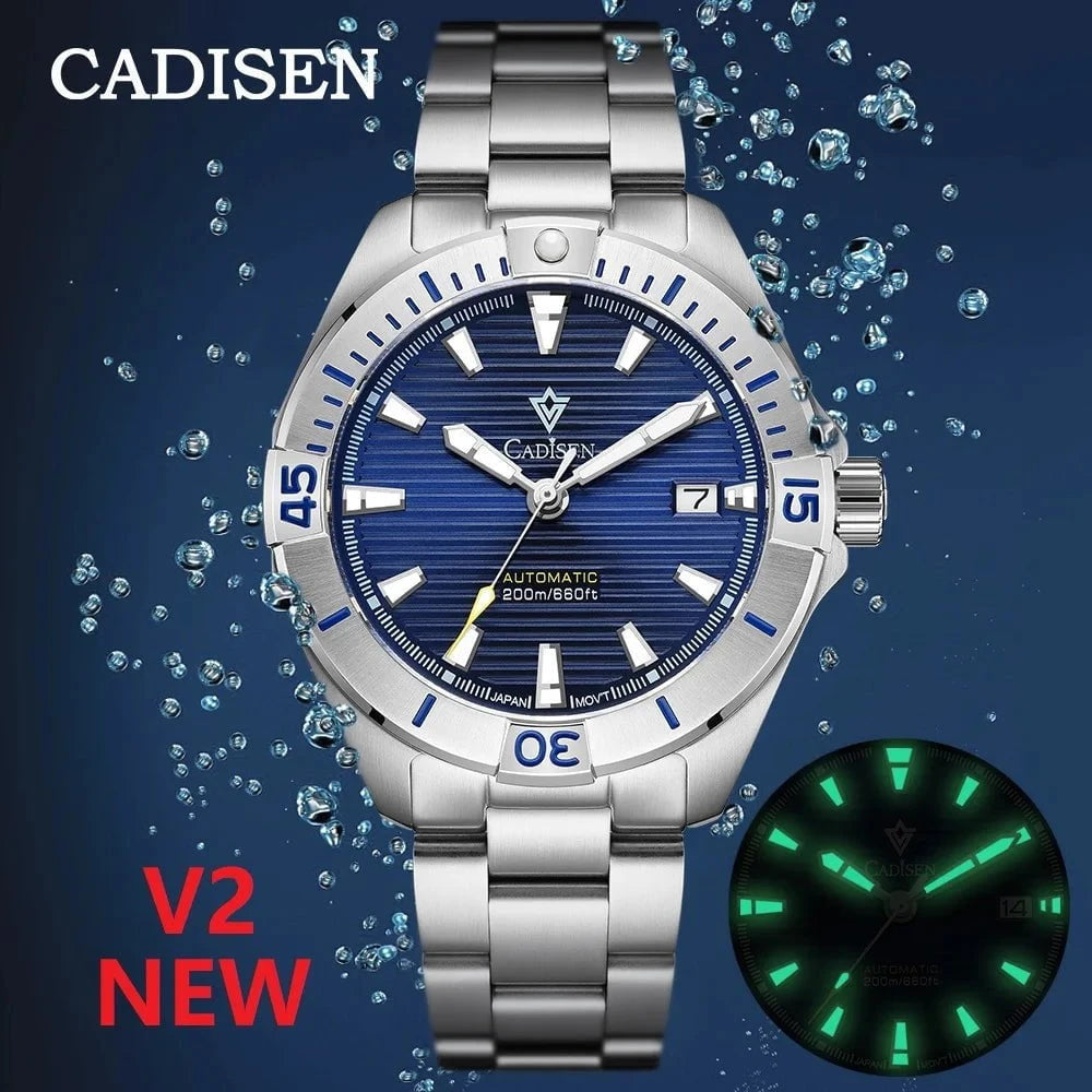 CADISEN C8218M NH35 Men's Automatic Sports Watch – 200M Waterproof Diver Wristwatch with Stainless Steel Case & Sapphire Crystal by Luxe Ahmar – Available at LUXE AHMAR