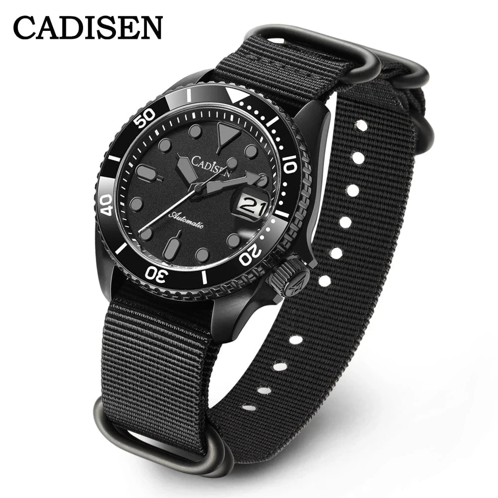CADISEN C8220 Men's Automatic Dive Watch – Ceramic Bezel, Sapphire Crystal, 20Bar Waterproof, Nylon Strap, Luminous Mechanical Wristwatch by Luxe Ahmar – Available at LUXE AHMAR