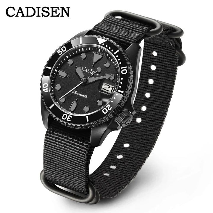 CADISEN C8220 Men's Automatic Dive Watch – Ceramic Bezel, Sapphire Crystal, 20Bar Waterproof, Nylon Strap, Luminous Mechanical Wristwatch by Luxe Ahmar – Available at LUXE AHMAR