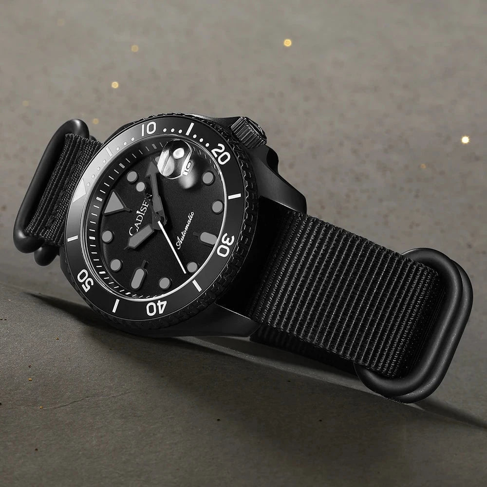 CADISEN C8220 Men's Automatic Dive Watch – Ceramic Bezel, Sapphire Crystal, 20Bar Waterproof, Nylon Strap, Luminous Mechanical Wristwatch by Luxe Ahmar – Available at LUXE AHMAR