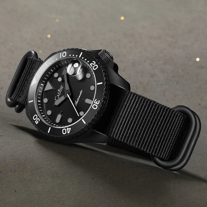 CADISEN C8220 Men's Automatic Dive Watch – Ceramic Bezel, Sapphire Crystal, 20Bar Waterproof, Nylon Strap, Luminous Mechanical Wristwatch by Luxe Ahmar – Available at LUXE AHMAR