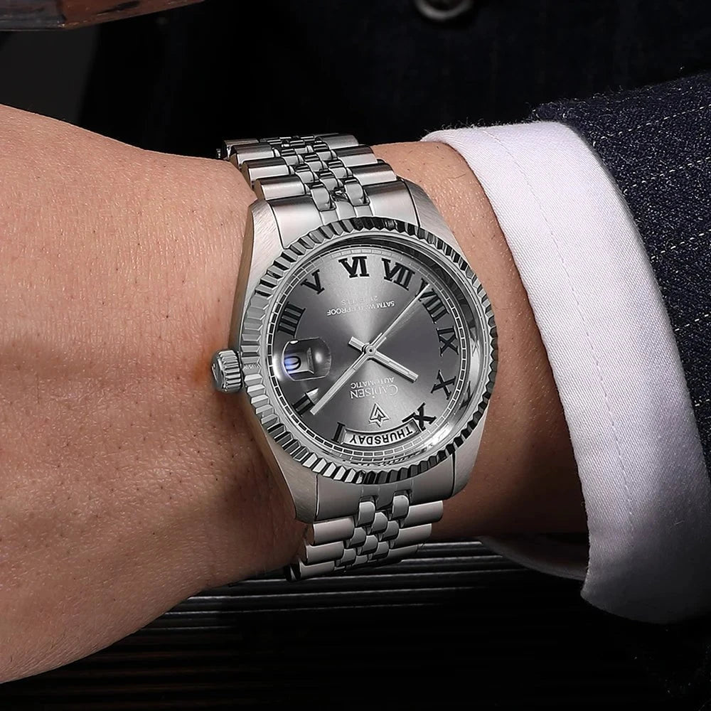 CADISEN DD38 2024 Luxury Men's Automatic Watch – MIYOTA Mechanical Movement, Sapphire Glass, Stainless Steel, Week Display by Luxe Ahmar – Available at LUXE AHMAR