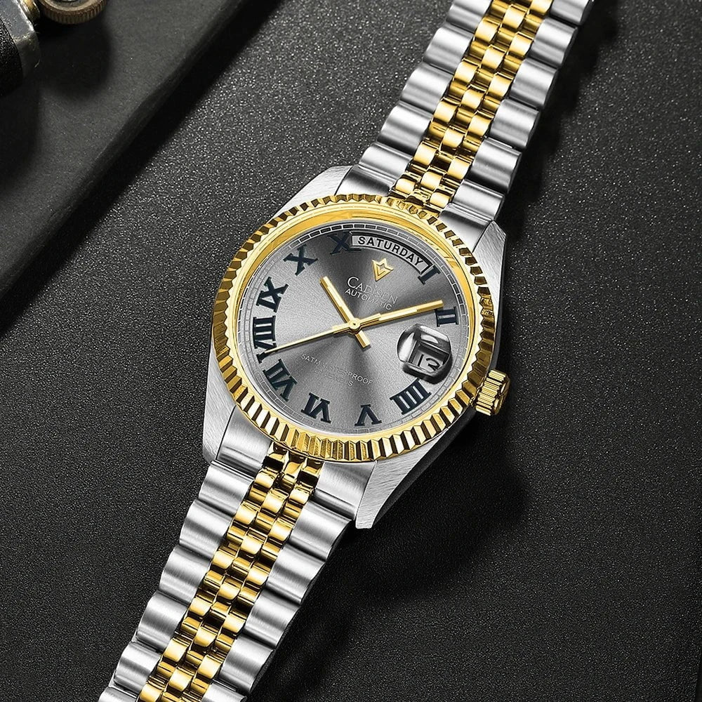 CADISEN DD38 2024 Luxury Men's Automatic Watch – MIYOTA Mechanical Movement, Sapphire Glass, Stainless Steel, Week Display by Luxe Ahmar – Available at LUXE AHMAR