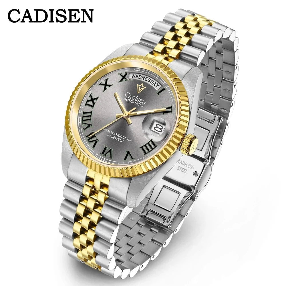 CADISEN DD38 2024 Luxury Men's Automatic Watch – MIYOTA Mechanical Movement, Sapphire Glass, Stainless Steel, Week Display by Luxe Ahmar – Available at LUXE AHMAR