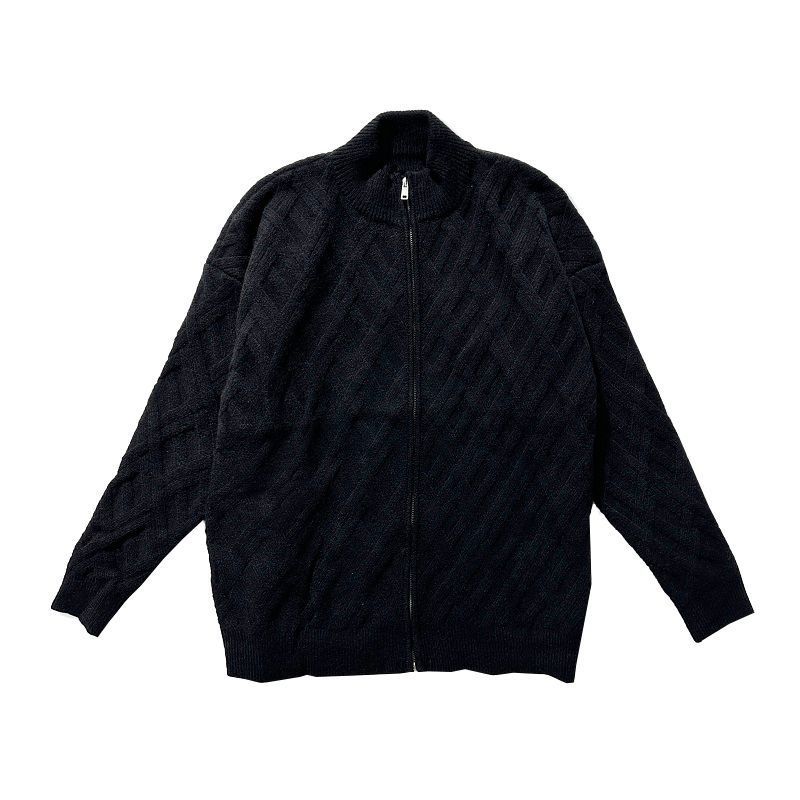 Casual Stand Collar Solid Color Autumn And Winter New Cardigan Cable - knit Sweater Men by LUXE AHMAR – Available at LUXE AHMAR