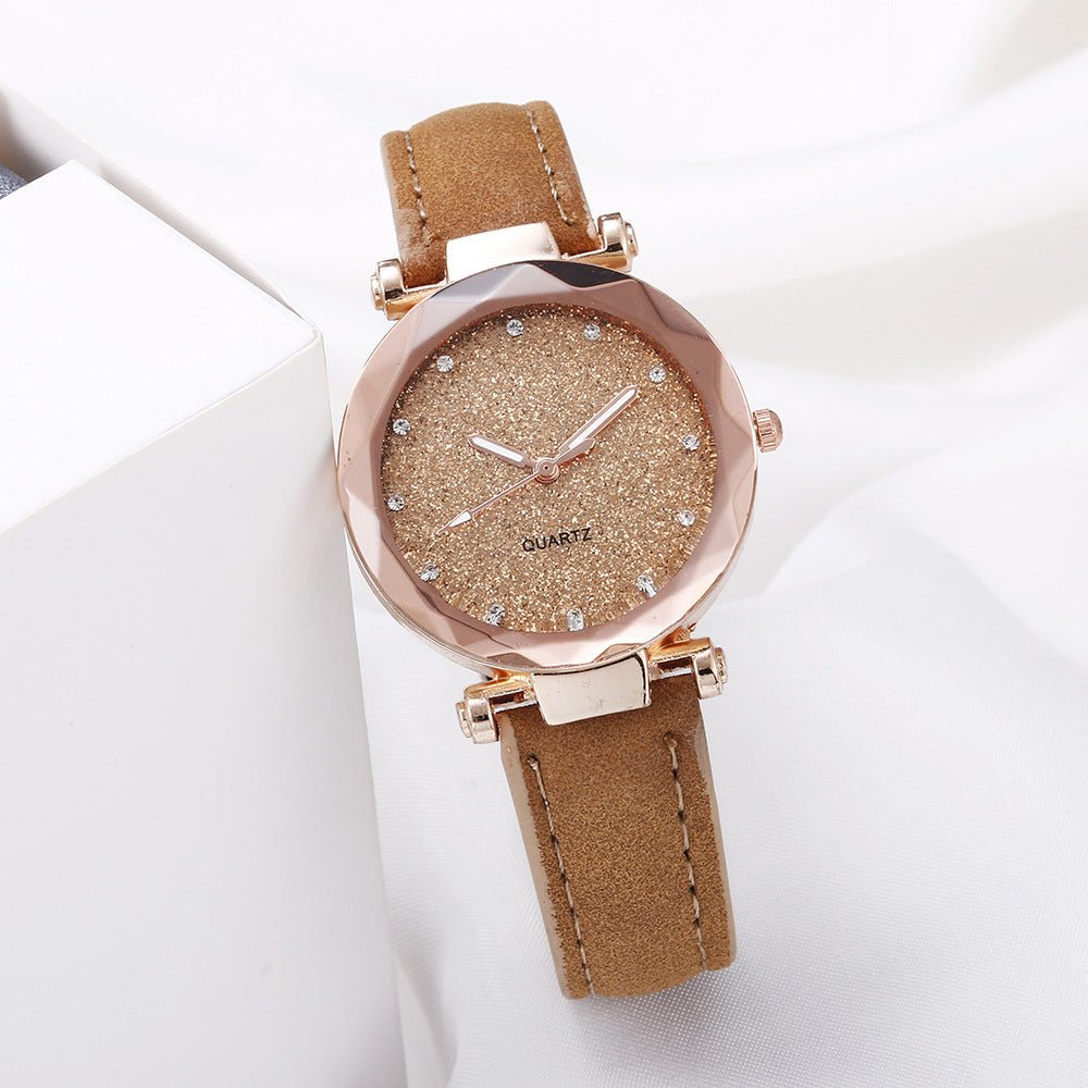 Casual Women Romantic Starry Sky Wrist Watch Leather Rhinestone Designer Ladies Clock by LUXE AHMAR – Available at LUXE AHMAR
