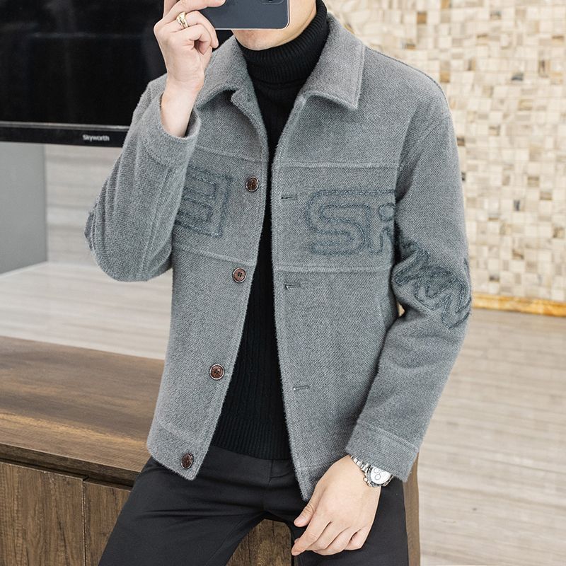 Woolen Jacket Coat Men's Lapel Short