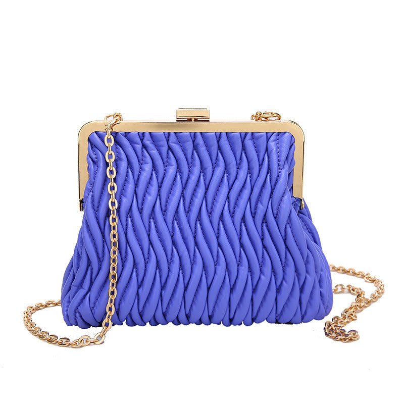 Chain Shoulder Texture Lock Pleated Handbag by LUXE AHMAR – Available at LUXE AHMAR