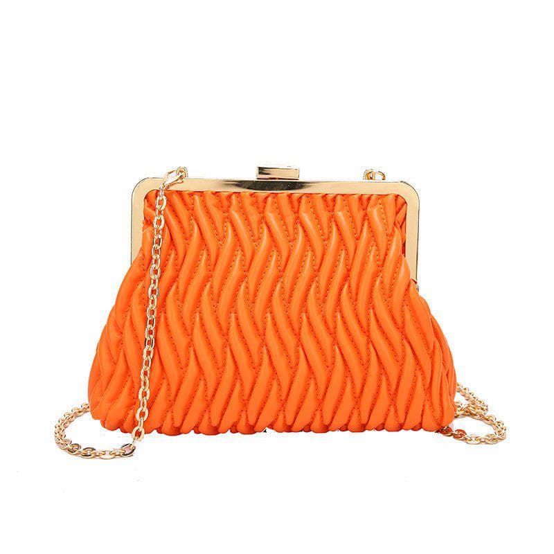 Chain Shoulder Texture Lock Pleated Handbag by LUXE AHMAR – Available at LUXE AHMAR