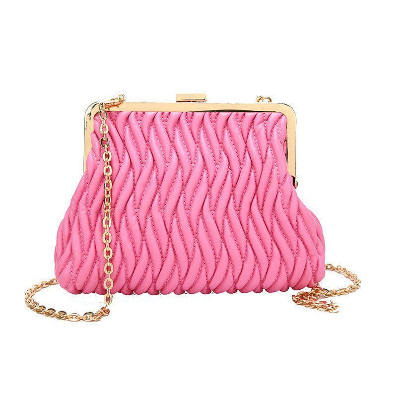 Chain Shoulder Texture Lock Pleated Handbag by LUXE AHMAR – Available at LUXE AHMAR