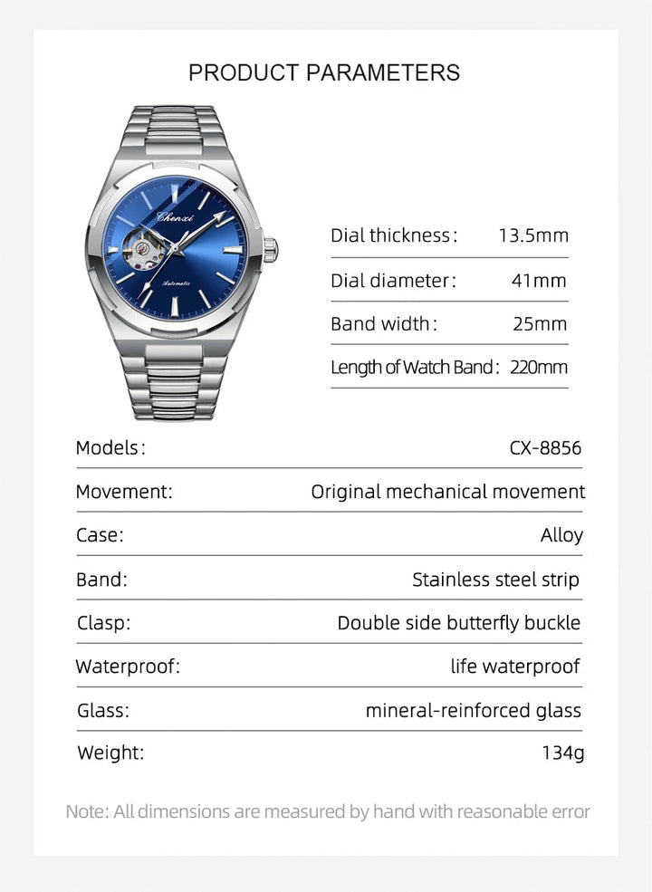 CHENXI 8856 Men's Automatic Movement Mechanical Watch – Hollow Skeleton Design, Waterproof, Business Style Relógios Masculino by Luxe Ahmar – Available at LUXE AHMAR