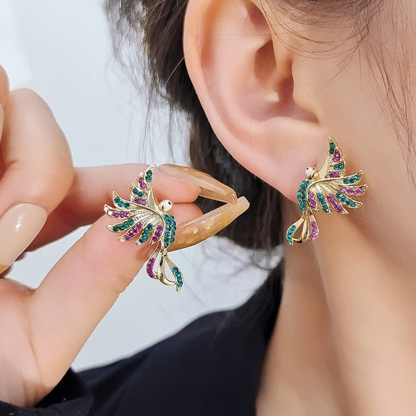 Colorful Auspicious Bird Ear Studs Women's Fashion by LUXE AHMAR – Available at LUXE AHMAR