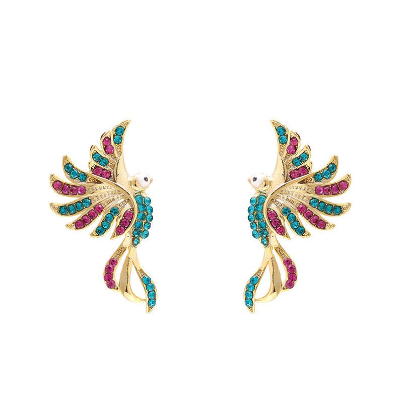 Colorful Auspicious Bird Ear Studs Women's Fashion by LUXE AHMAR – Available at LUXE AHMAR