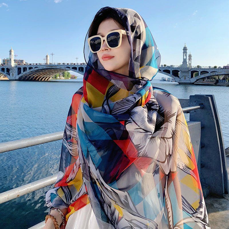 Colorful Diamond Beach Shawl – Lightweight Long Travel Cover - Up for Women by LUXE AHMAR – Available at LUXE AHMAR
