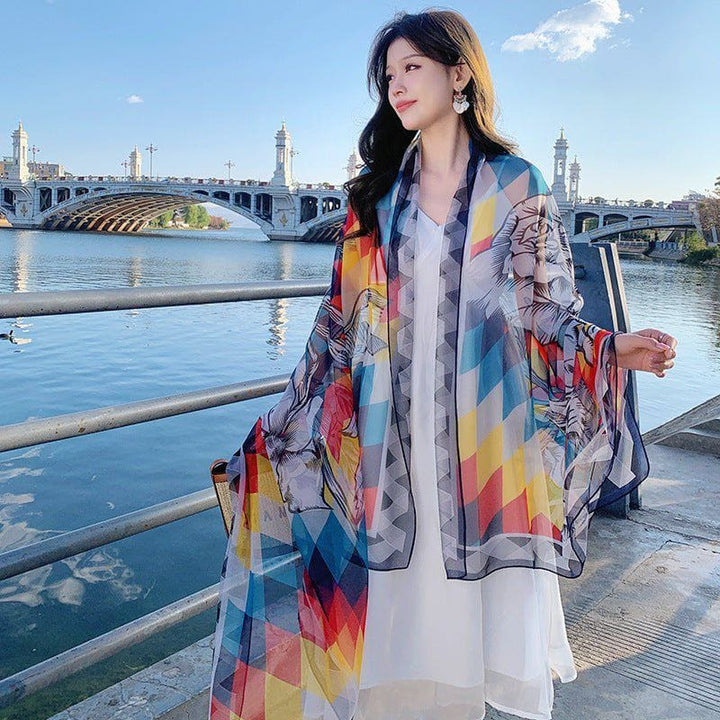 Colorful Diamond Beach Shawl – Lightweight Long Travel Cover - Up for Women by LUXE AHMAR – Available at LUXE AHMAR
